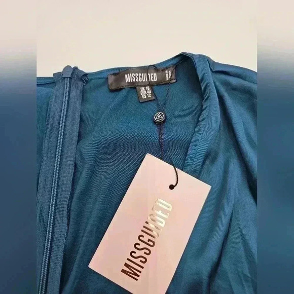 Misguided Women's Size 12 Teal Plunge Midi Dress NWT - Picture 10 of 12